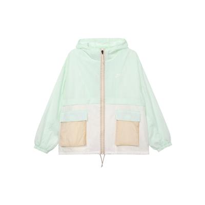 Куртка с капюшоном и логотипом бренда Color Block Design, женские куртки, светло-голубые, DZ3036-311