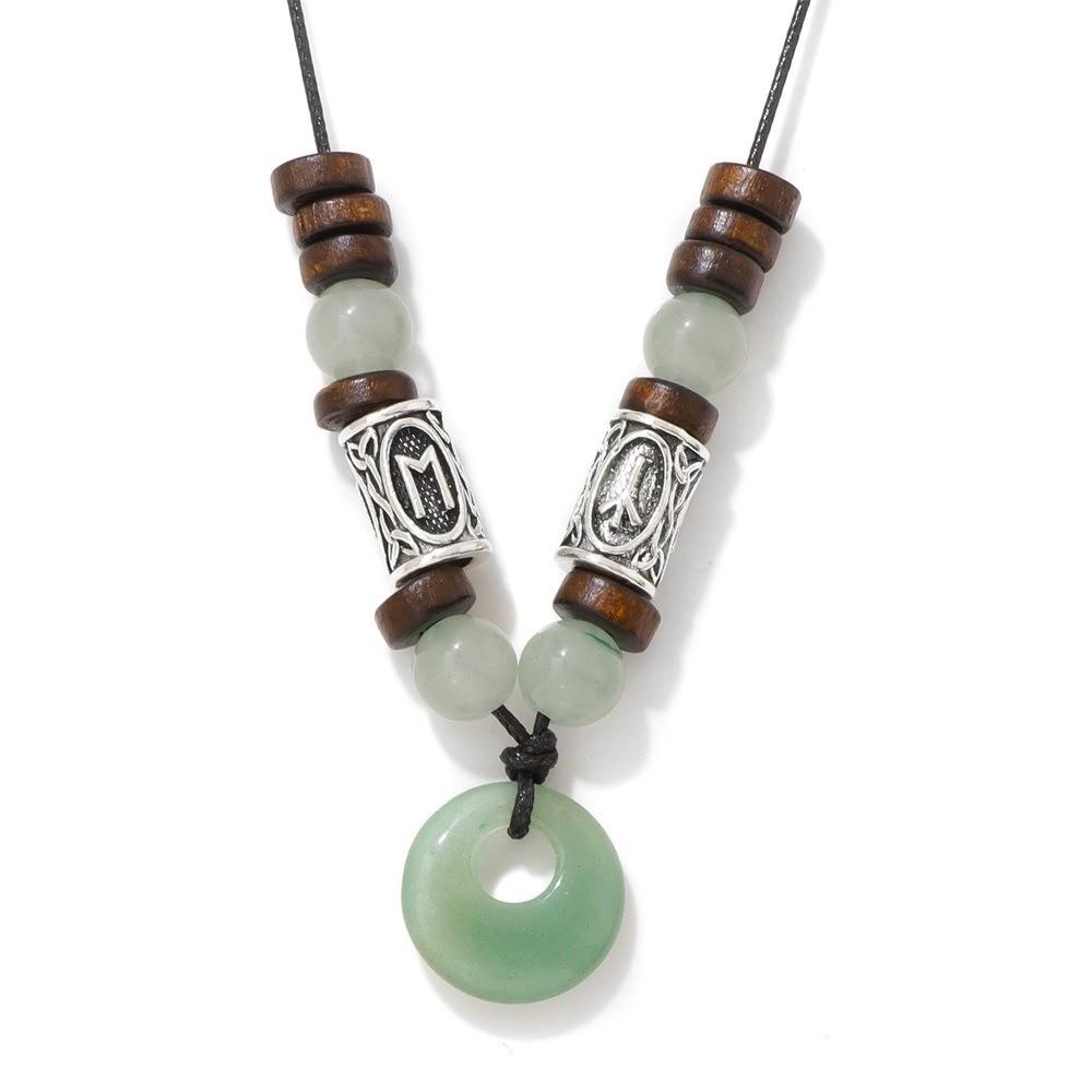 Bead Run Wood Bead Viking Bead Safety Buckle Retro Style Rune Bead Rune Bead Ethnic Style Sweater Chain Retro Fashion