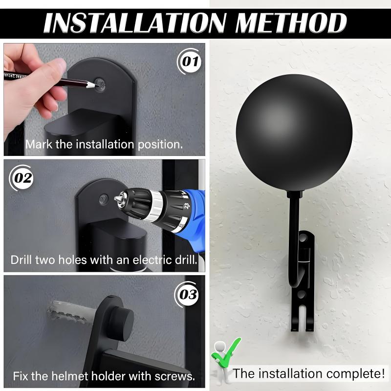 Motorcycle Helmet Rack Wall Mount Metal Hat Bike Helmet Holder Double Hook Display Helmet Hanger Stand Motorcycle Accessories