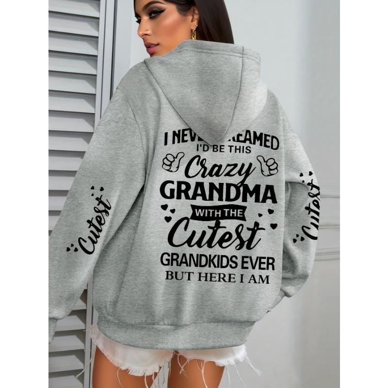 Women's Plus Size Casual Hooded Pullovers - Alphabet Print, Smooth Polyester Fabric with Slight Stretch - Fall/Winter Wear