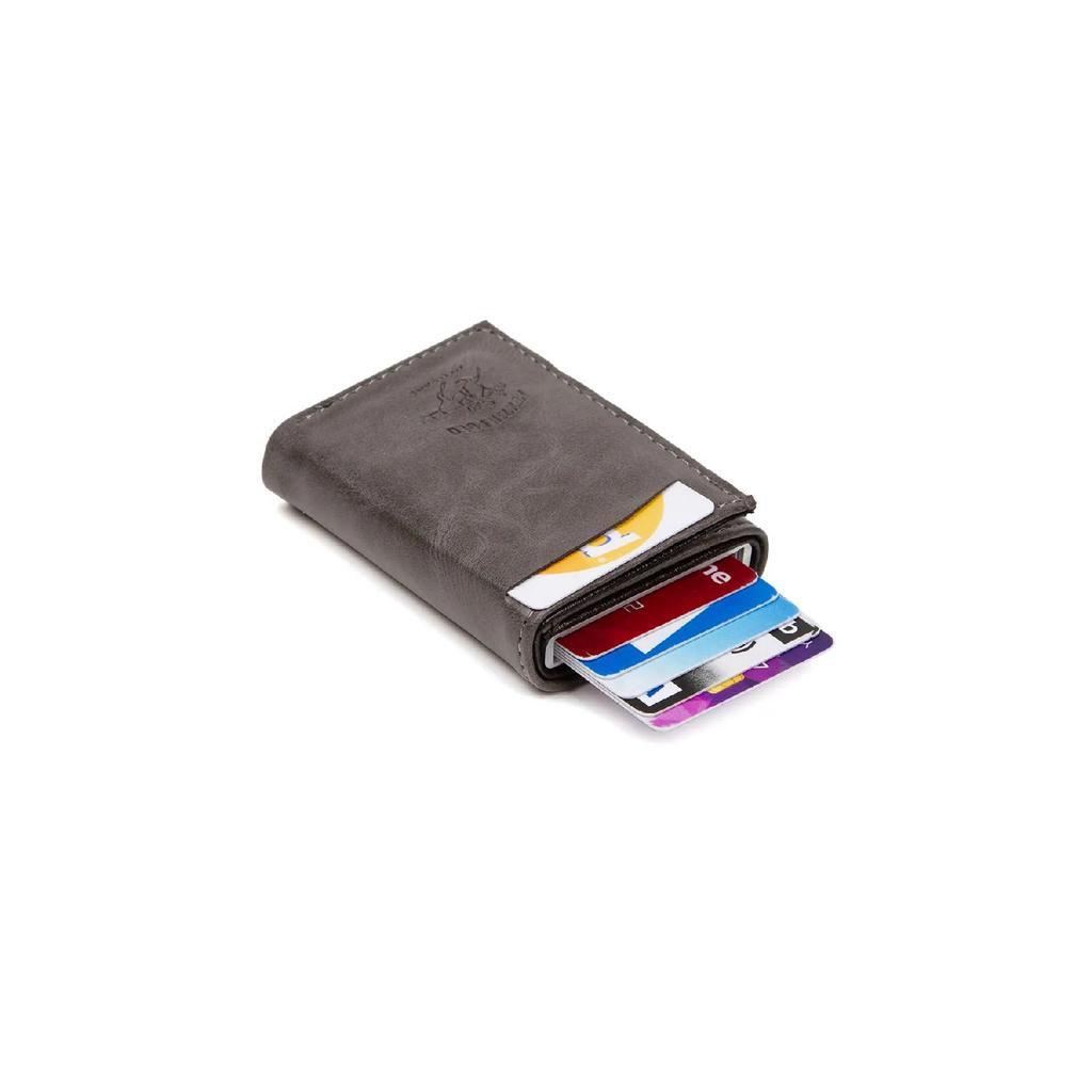 Сиреневый кожаный кошелек с Rfid-защитным алюминиевым механизмом, автоматическим держателем для карт и отделением для бумажных денег