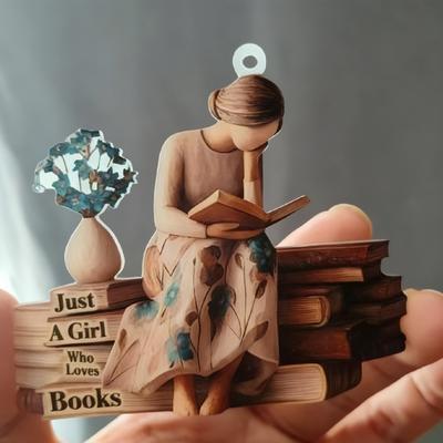 Двумерный акриловый плоский орнамент "Любители книг" Елочное украшение Орнамент для чтения для женщин Читателей Учителей Подарок для любителей книг