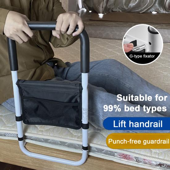 Elderly Adults Bed Rail with Sensor Light Height Adjustable Bed Assist Grab Bar Handle