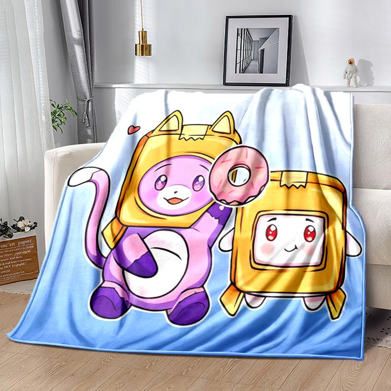 1pc Blanket Lankybox Foxy and Rocky3 Print Design, Lightweight Blanket for Sofa, Bed- Soft &Warm, Gift for All Seasons like Christmas, Halloween
