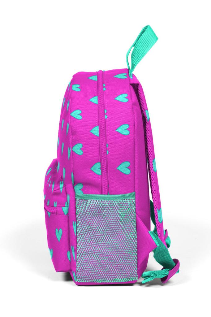 Рюкзак Minik Yuva Неоново-Розовый Вода Зеленое Сердце С Узором Два Отделения 23341