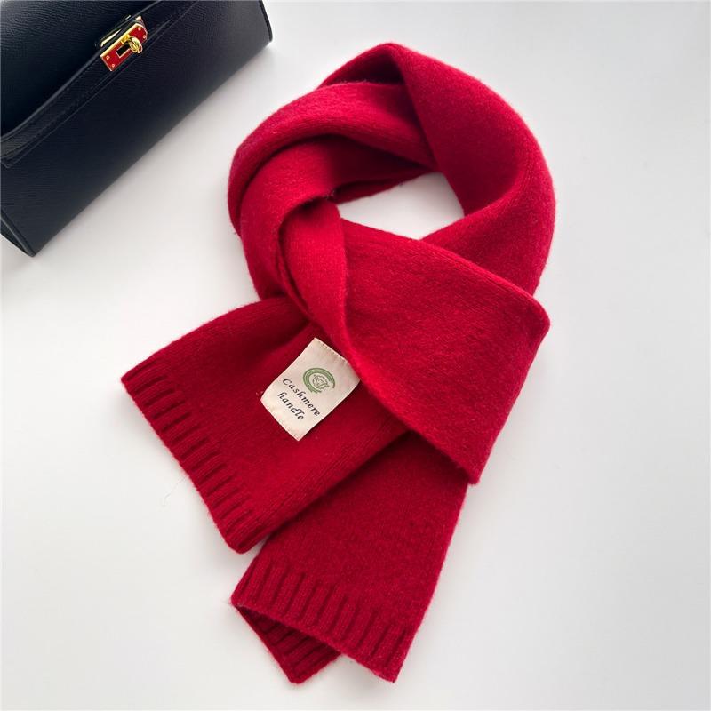 Selected Pure Cotton Wool 100% Cashmere Scarf Solid Color Student Men and Women Winter Warm Knitted Scarf Christmas