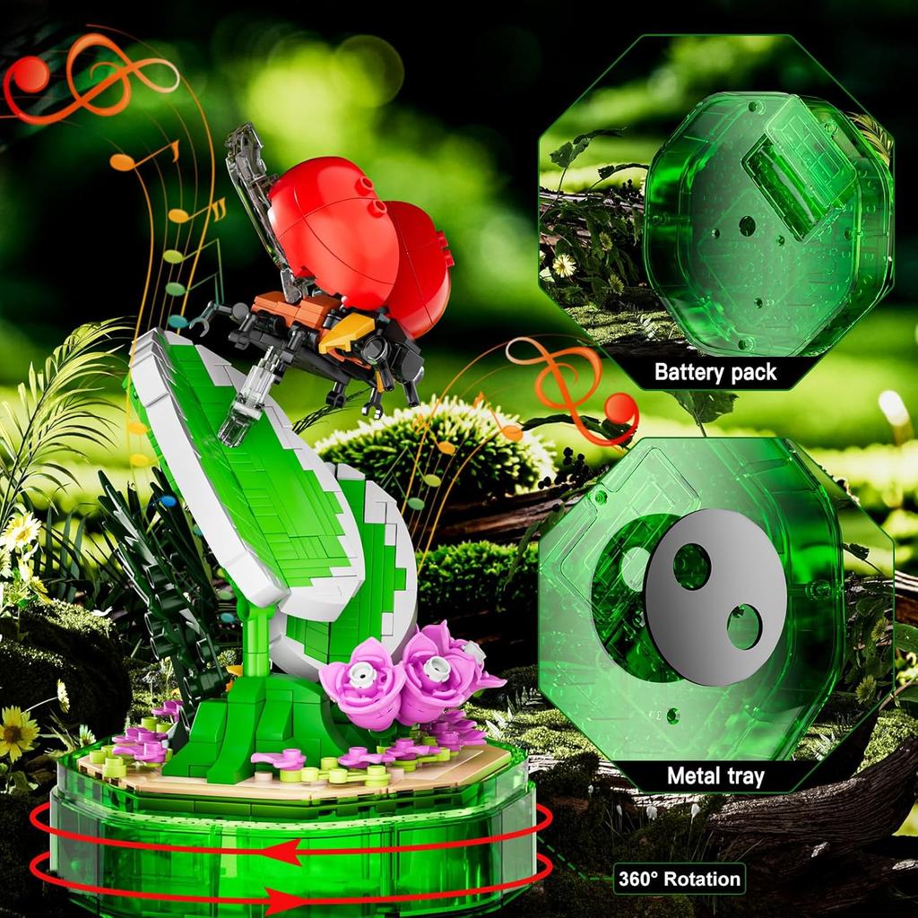 MOULD KING 10105 Набор для сборки коллекции насекомых с музыкальной коробкой, рождественское украшение в подарок