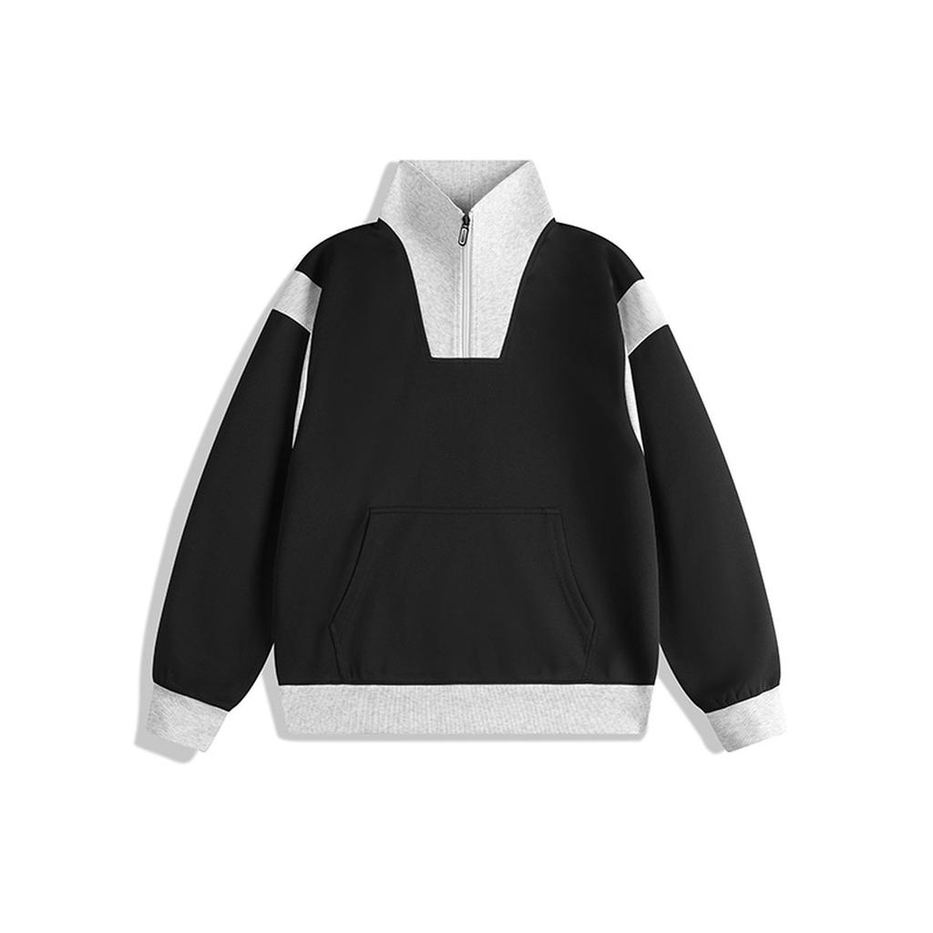 New Fashion Sports Striped Hoodie Color Patchwork Long Sleeve T-shirt Men's And Women's Loose Casual Zipper Stand-up Collar Top