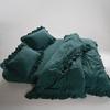 Bedding set 220x200 100% CREASTED COTTON with ruffles, dark green