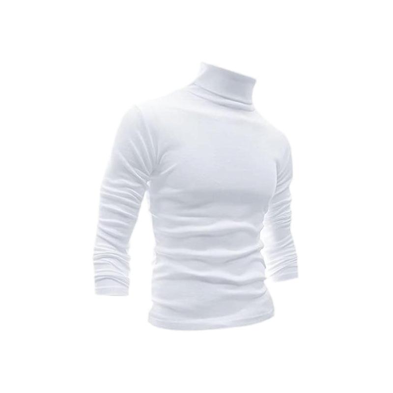 Men S High Neck Long Sleeve Pullover Sweatshirt Solid Color Winter Casual