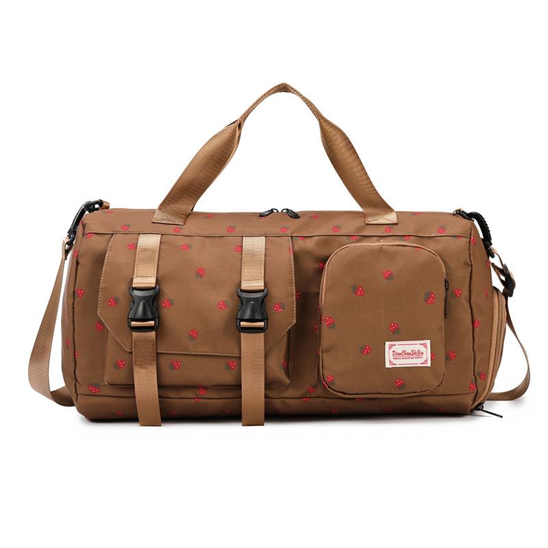 Portable strawberry travel bag Large capacity duffel bag Dry and wet separation fitness bag Independent shoe compartment Storage maternity bag