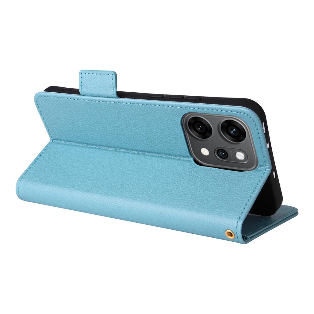 Для Oppo Reno14 5G (Глобальный) Чехол с ремешком на запястье, текстура личи, кошелек из ПУ кожи, чехол для телефона