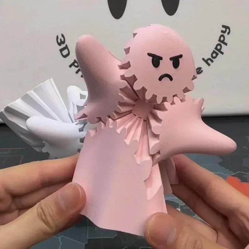 3D-печатная шестерня Призрак Скрученный Скрученный Креативные Подвижные Украшения Настольный Декор Игрушки для Снятия Стресса Для Хэллоуина Подарки