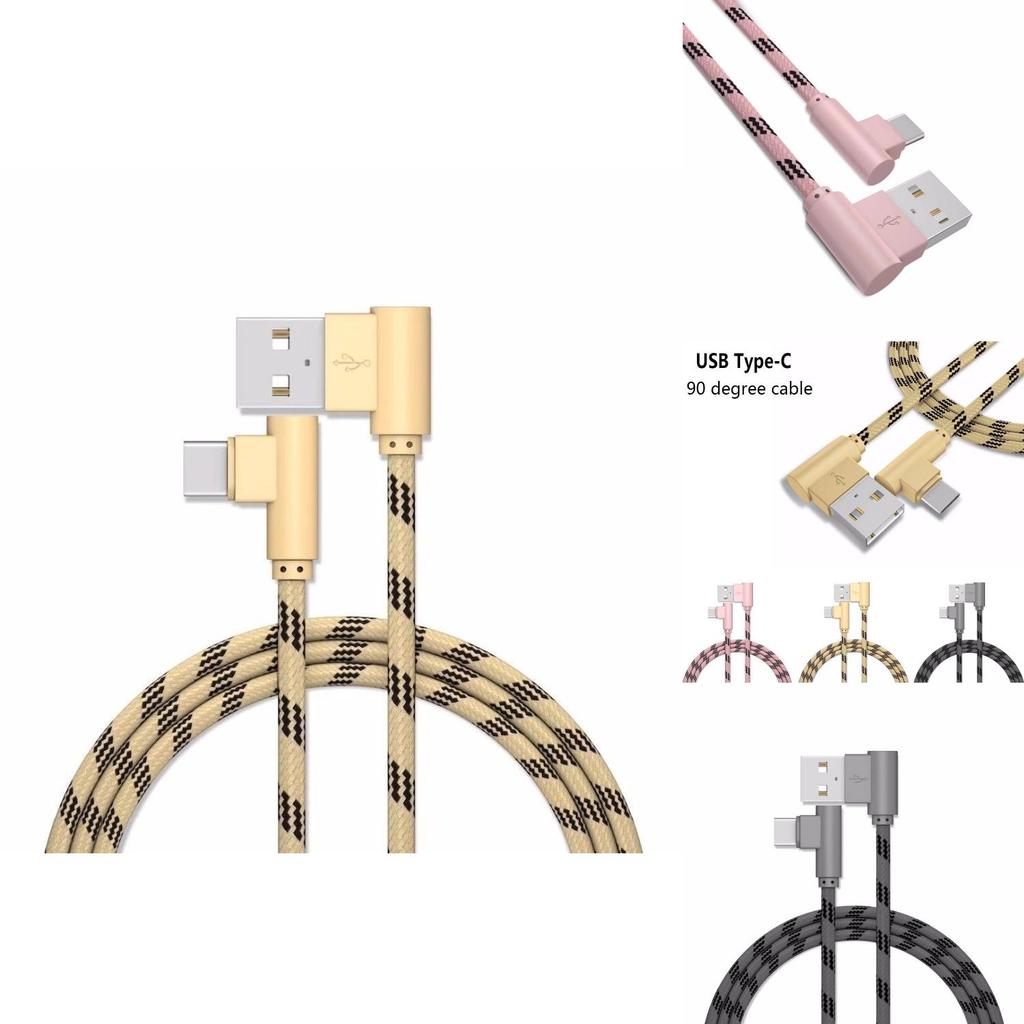 Премиальный плетеный кабель Type C с угловым разъемом 90 градусов USB C для быстрой синхронизации данных и зарядки для оптимальной производительности