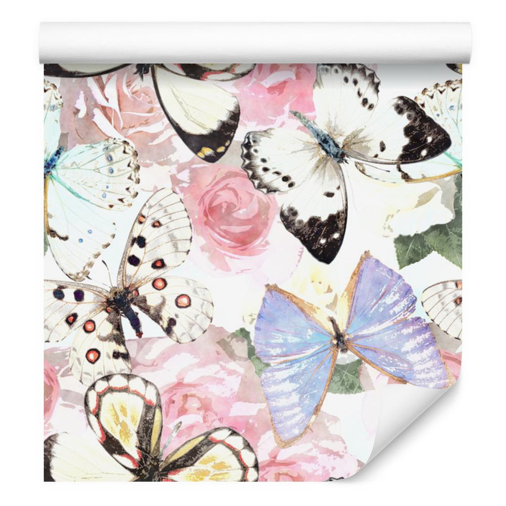 Wallpaper Flowers, plants and butterflies for living room and bedroom 50x1000