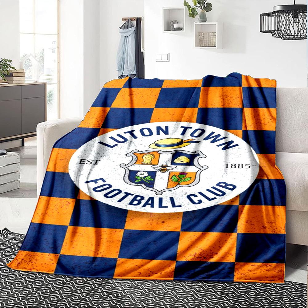 Luton Town FC Print Flannel Blanket High Quality Warm Comfortable Cover for All Seasons Perfect for Gifts Home Decor