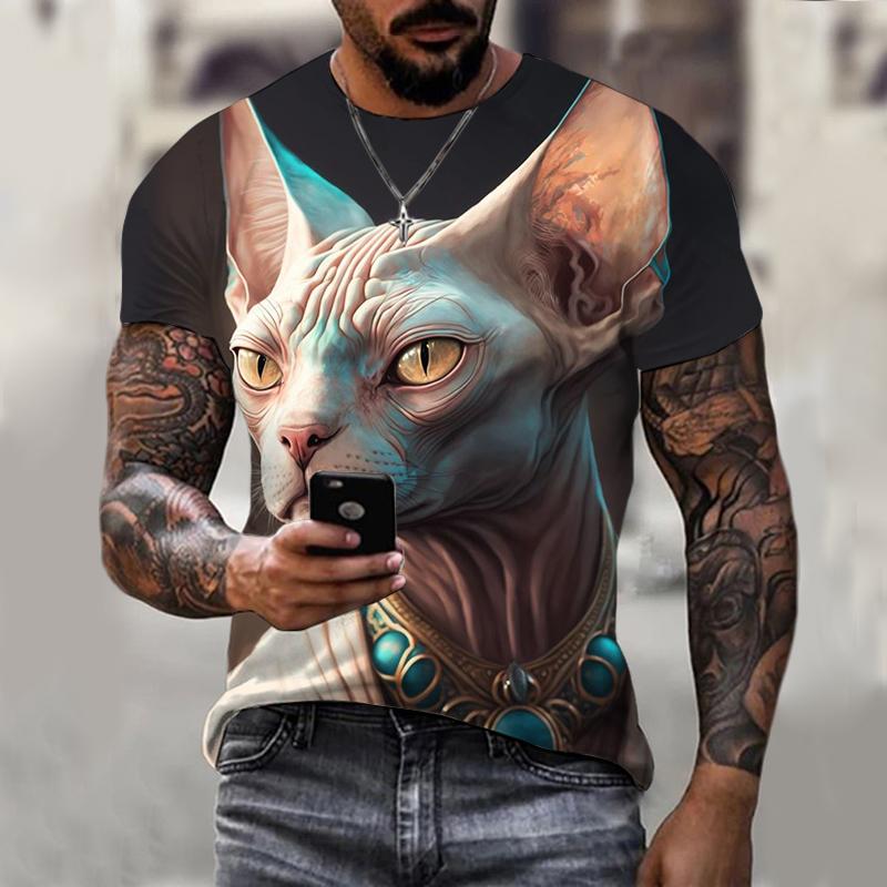 Summer Round Neck 3D Print Dog Graphics Top Fashionable Casual Short Sleeved Men's T-shirts