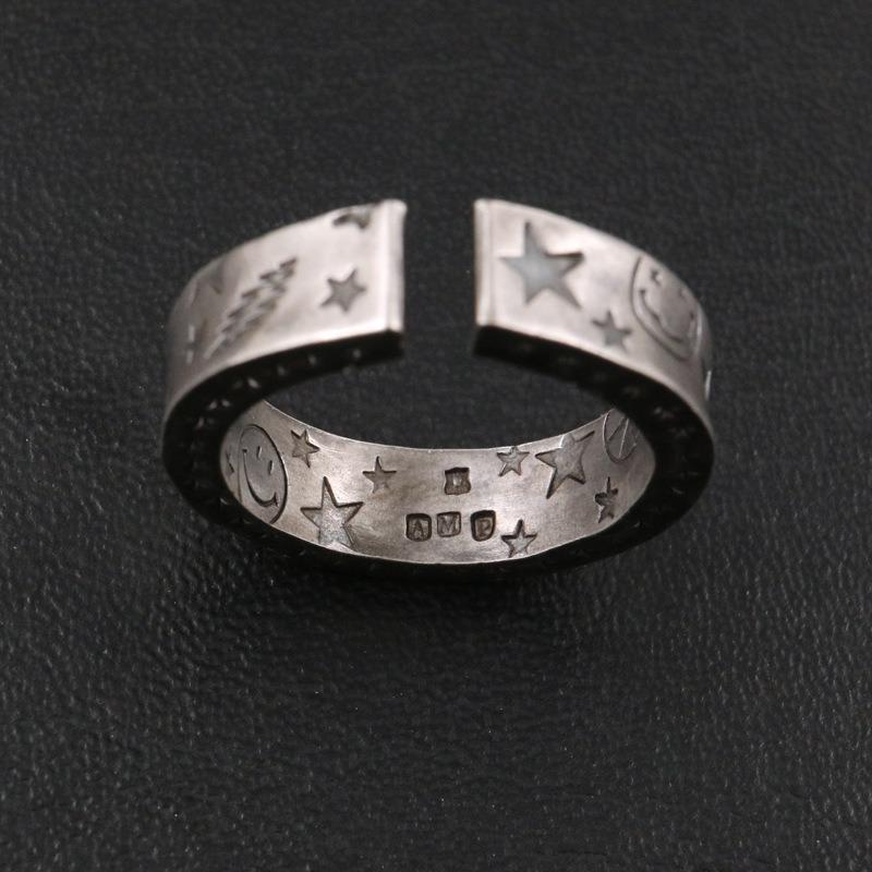 Кольцо-звезда граффити для мужчин и женщин, высококлассное ретро хип-хоп кольцо со смайликом для пар с регулируемыми ручными аксессуарами и подарками