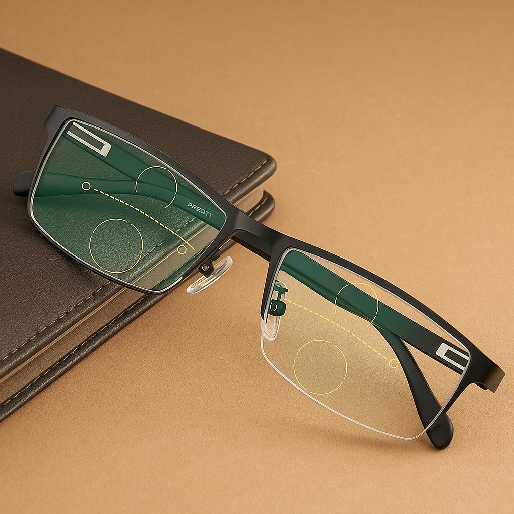 1 шт. Мужские прямоугольные очки для чтения с полуободковой металлической оправой 3 в 1 для пресбиопии Легкие очки с защитой от синего света для дали и близи двойного использования