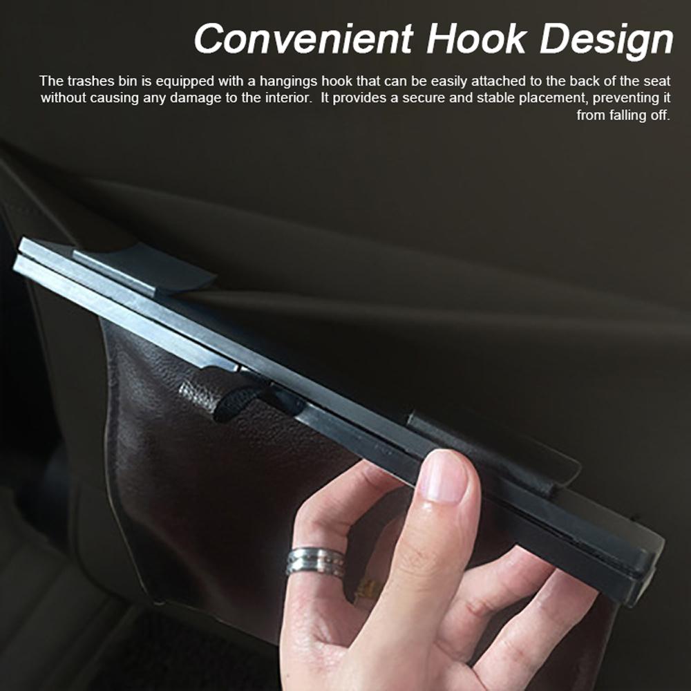 Leather Car Garbage Can Foldable Rear Seat Trashes Can Large Capacity Storage Organizer Waterproof for Car Vehicle
