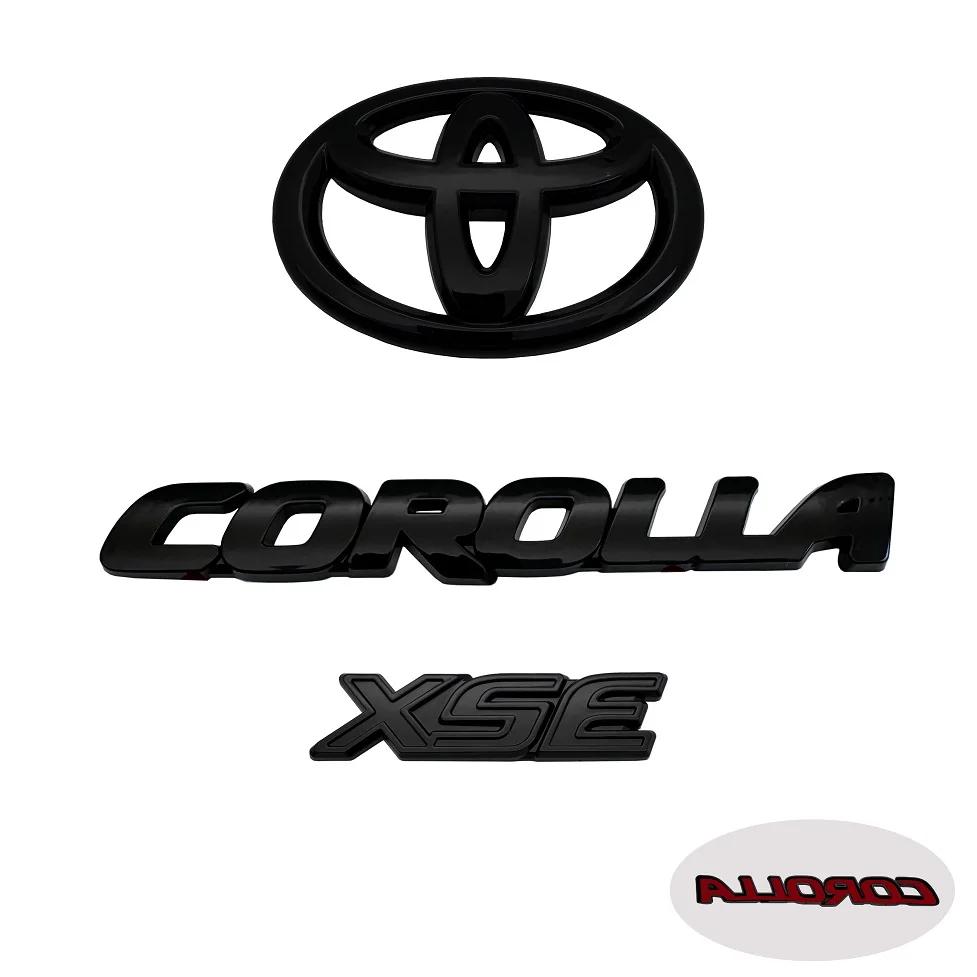 hxqgn9 3PCS ABS car logo Glossy Black Overlay EMBLEM for Toyota COROLLA 2020-2024 SEDAN SE LE PT948 FIT SEDAN ONLY trunk car accessory