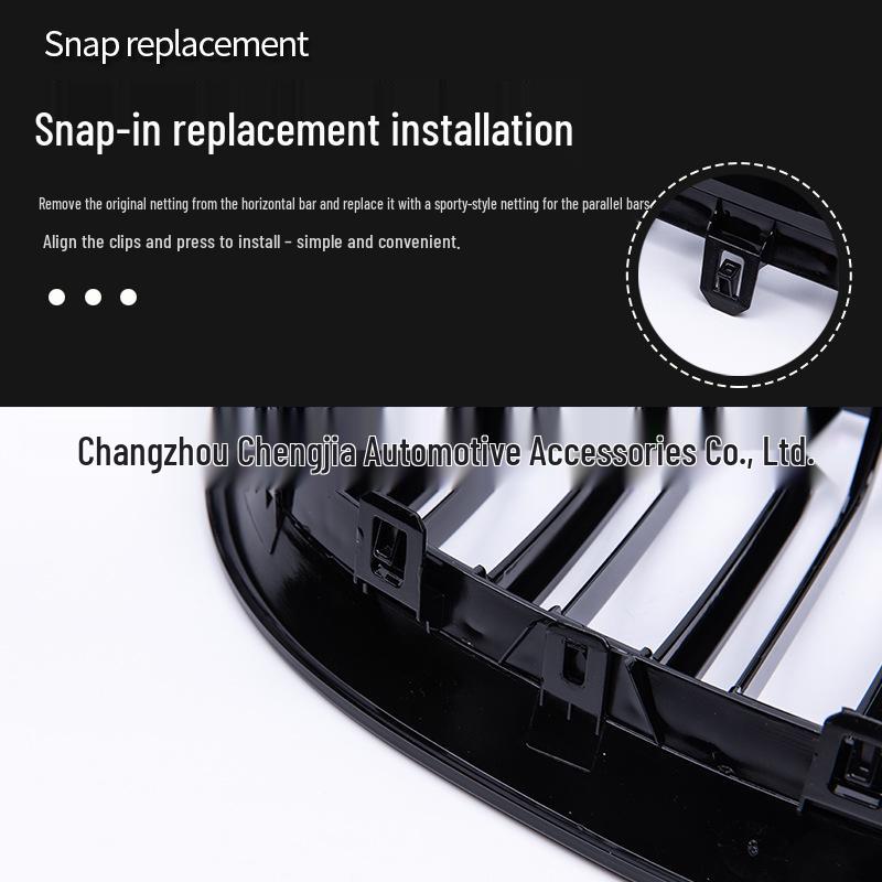 Compatible Front Grille for BMW E60/E61 5 Series – Gloss Black/Matt Black Double-Lined Design