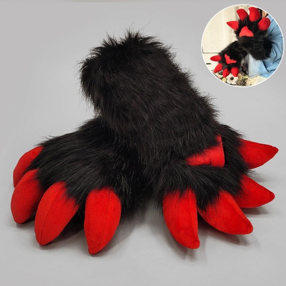 Faux Fur Animal Fursuit Paw Gloves Cartoon Anime Claw Mittens New Furry Gloves Props