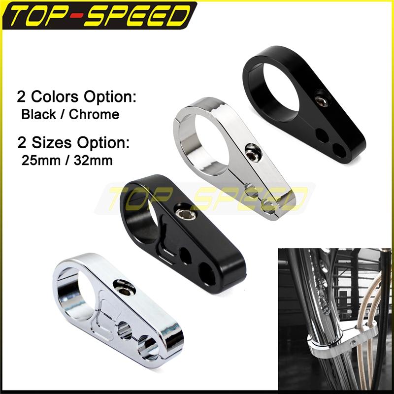 Motorcycle Front Brake Lines Hose Clamp Cafe Racer 25mm 1" Dual Holes Brake Clutch Throttle Cable Wire Line Clamp Fixing Bracket