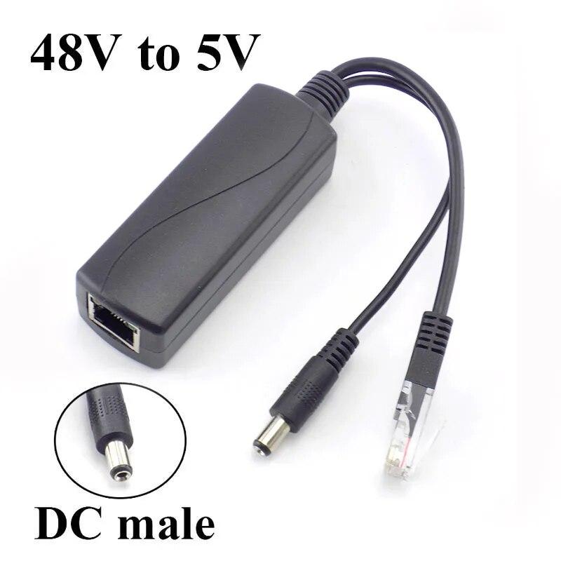 POE-сплиттер-кабель от 48 В до 12 В, 5 В, выходная мощность через Ethernet, разъемы Poe, адаптер для камеры видеонаблюдения