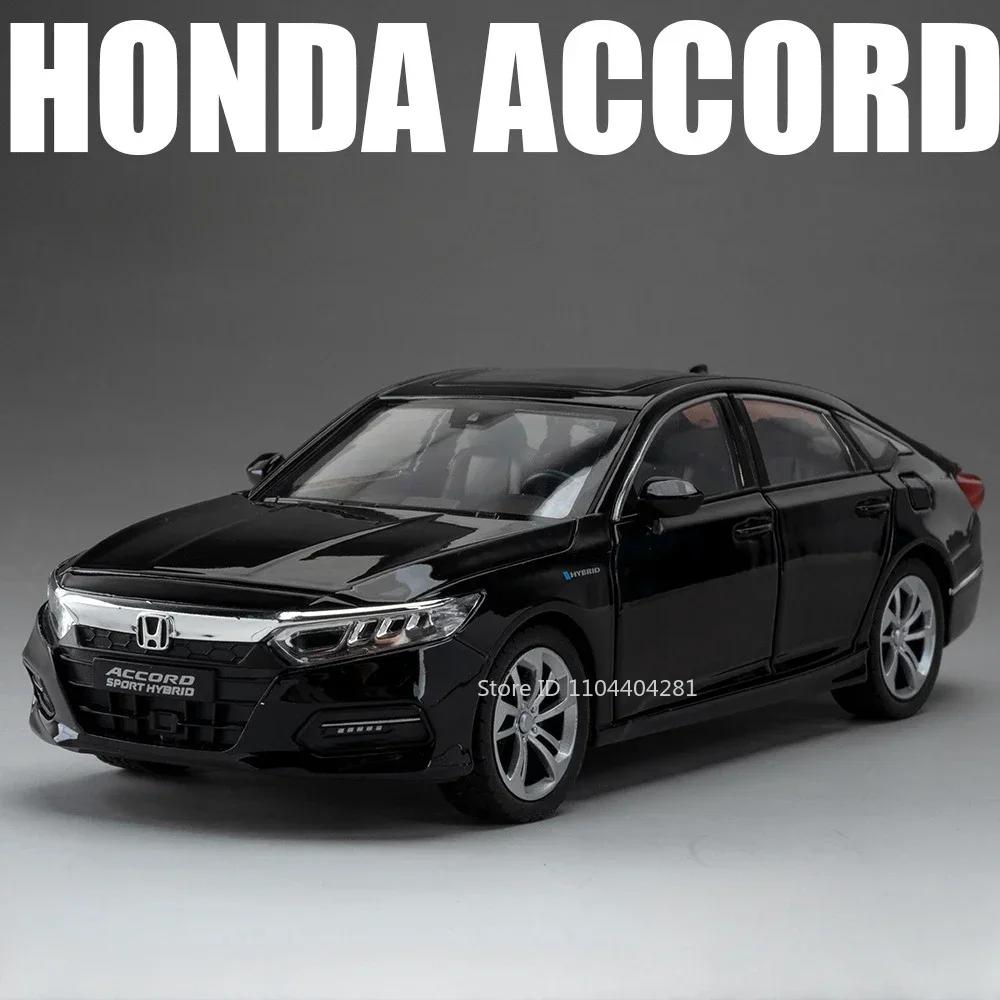 1:24 Honda Accord Models Toys Alloy Diecast Cars Front Wheel Steering Doors Opened Sound Light Pull Back Vehices Friend's Gifts