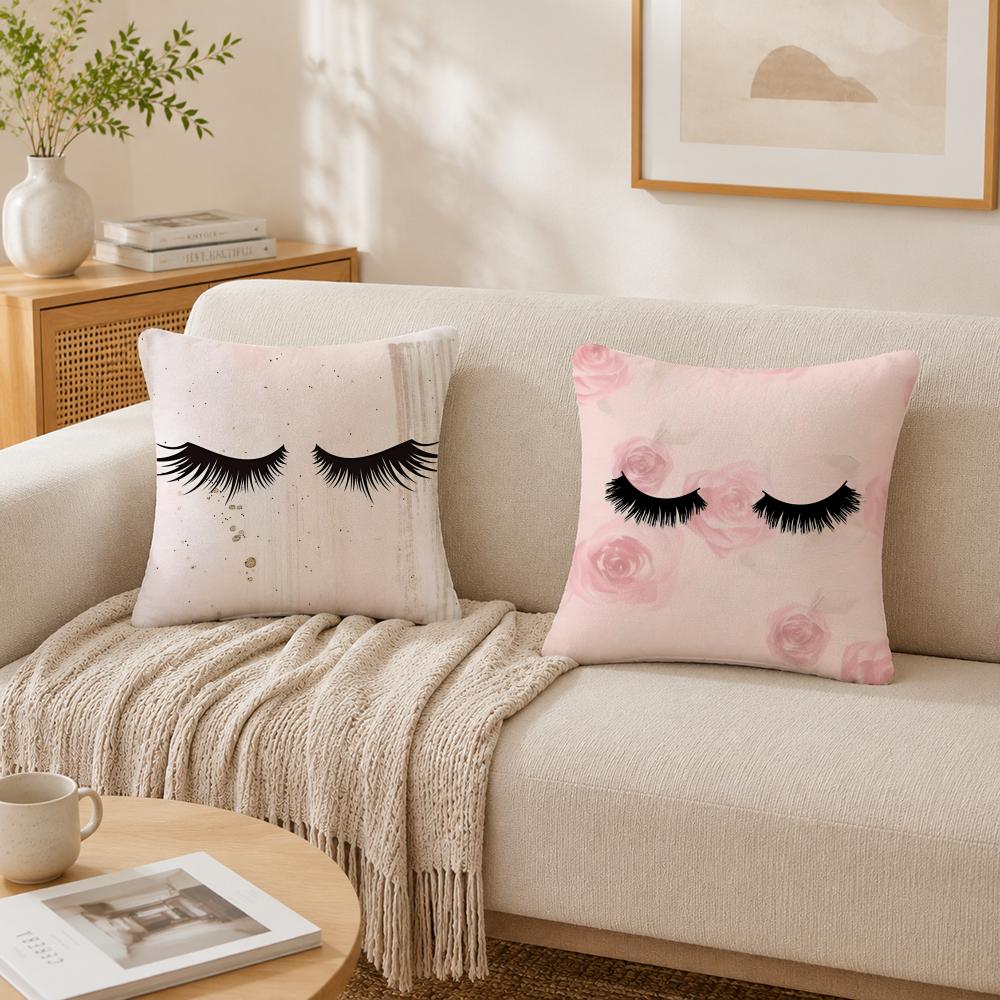 Beauty Makeup Eyelash Pillow Case Double-Sided Plush Sofa Cushion Covers Organic Breathable Invisible Zipper