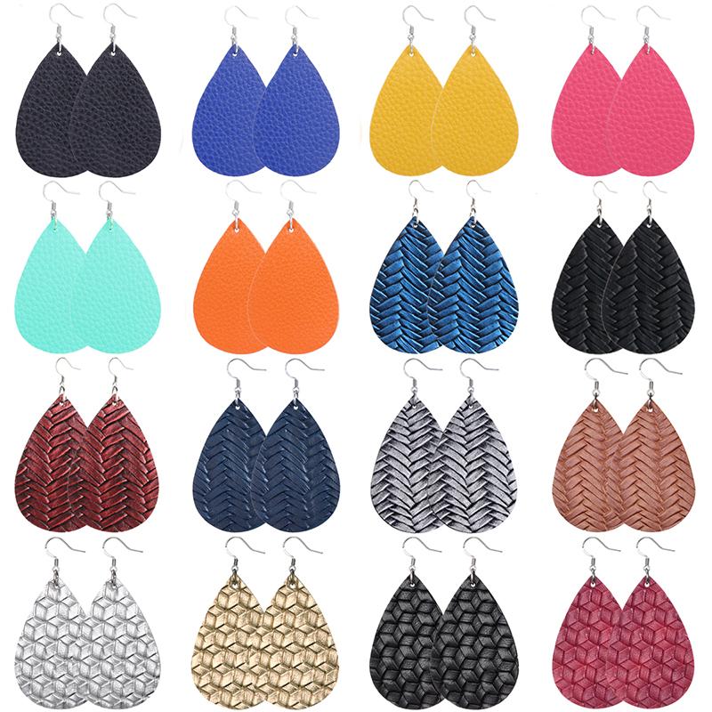 Fashion 29 Colors Teardrop Leather Earrings Lightweight Drop Earings Zircon Antique Dangle Earrings For Women Gifts Wholesale