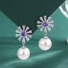 Новые серьги с изумрудным жемчугом и фиолетовыми драгоценными камнями, жемчужное ожерелье, серьги-гвоздики с инкрустированными драгоценными камнями и жемчугом