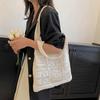 Woven Crochet Mesh Bag Solid Color Shopping Handbag Simple Knitting Shoulder Bag  Summer