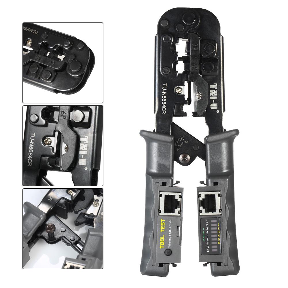 TNI-U TU-5684CR 2 In 1 Wire Crimping and Testing Pliers RJ11 RJ12 RJ45 Cable Crimper Wire Stripper C