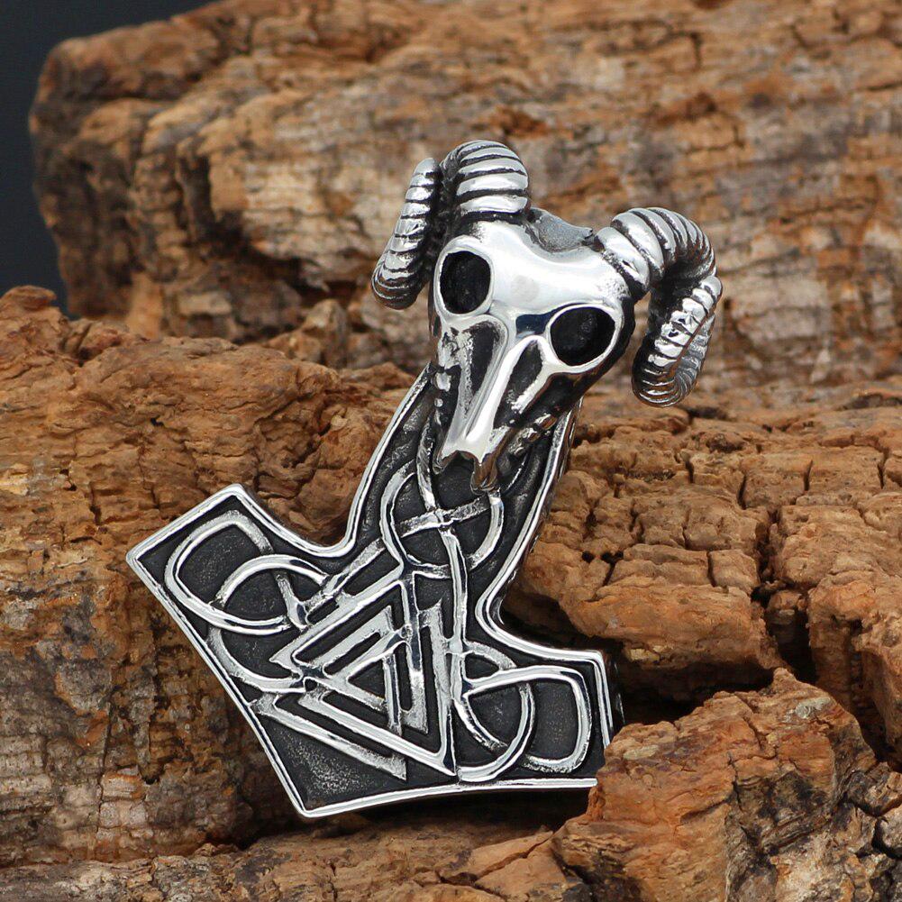 Северный викинг Огромный молот Тора Мьёльнир Норвежский козел Кнут Один символ кулон ожерелье