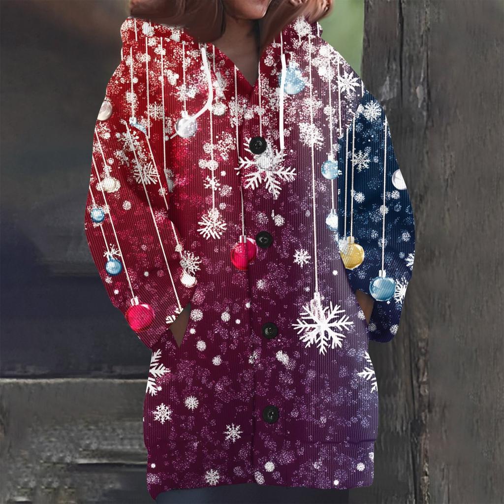 Свитшоты для женщин Вязаный свитер с длинным рукавом Принт Вязаный худи с пуговицами Кардиган Пальто