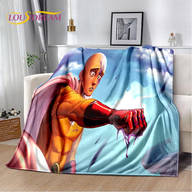 Мягкое плюшевое одеяло с рисунком аниме ONE PUNCH MAN, фланелевое одеяло, одеяло для гостиной, спальни, кровати, дивана, чехол для пикника, детское одеяло