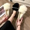 Женские летние плоские туфли-бобы из меха кролика, больших размеров, для ношения на улице