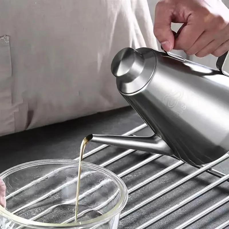 Нержавеющая сталь 304, устойчивая к насекомым и утечкам, масляный горшок с длинным горлышком, бутылка для кунжутного масла, маленькая бутылка для уксуса, горшок