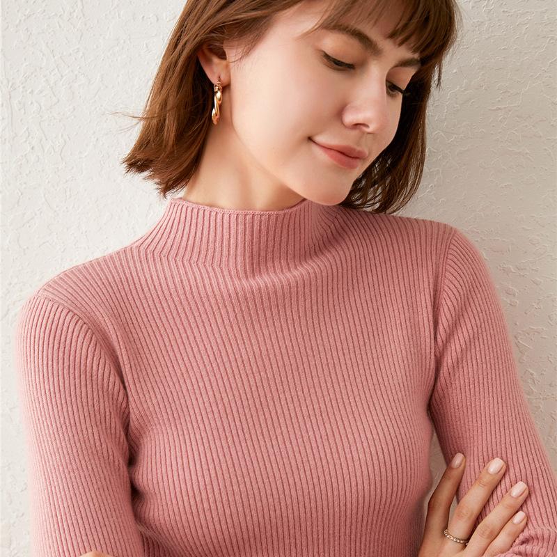 INDFS Женская мода Повседневный Осень Зима Однотонный Принт Длинный Рукав Полуводолазка Свитера