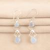 Natural Milky Opal Gemstone 925 Stamped Silver Jewelry Handmade Hook Earrings 2" EE-156-15