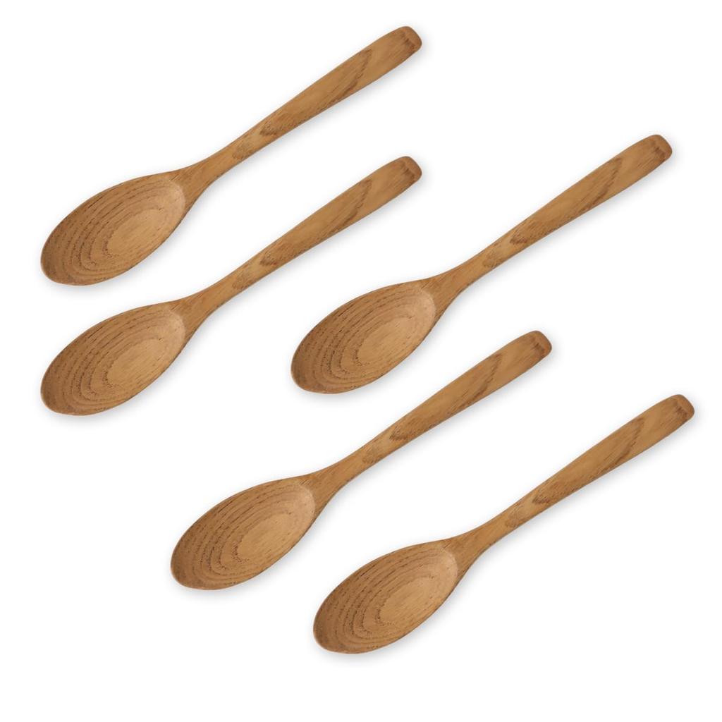 Wooden Chestnut Wood Spoon Set of 5 Current Model J-kitchens 18x3.2cm