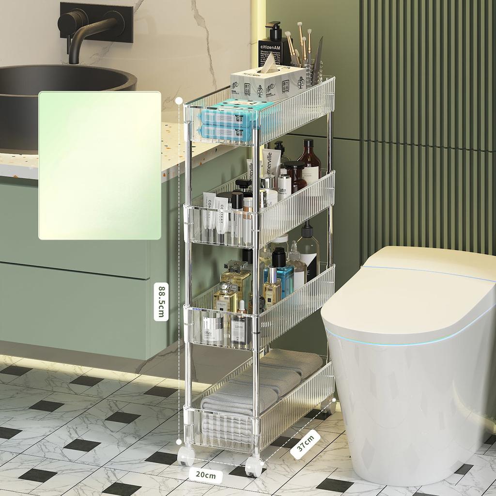 2/3/4-слойный держатель с зазором, кухонная полка для хранения, боковая полка для холодильника, съемная с колесиками, органайзер для ванной комнаты, компактная полка