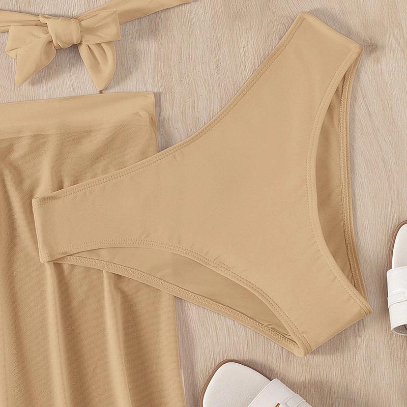 Swimsuit Women's Hard Clad Steel Split Bikini Set Retro Solid Color Hollow Out Swimwear