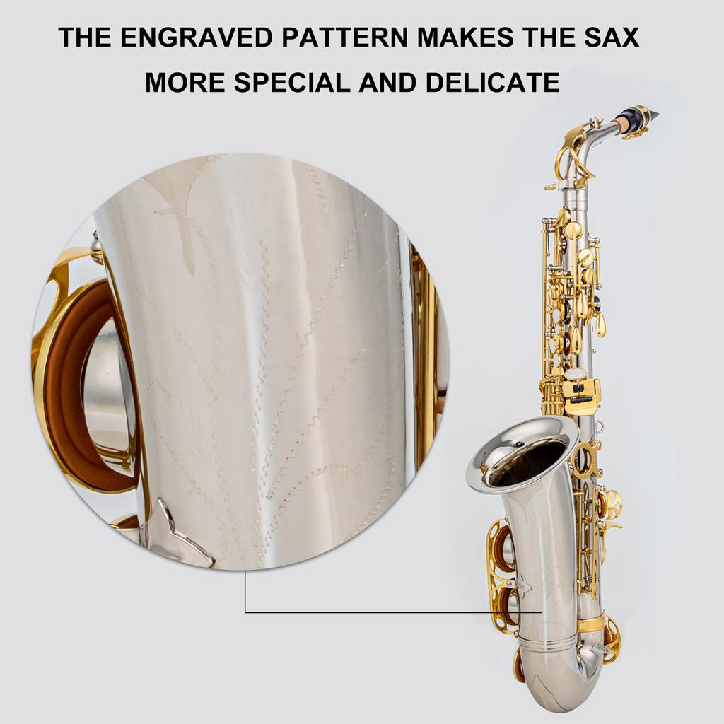 Eb Alto Saxophone Brass E Flat Sax 802 Key Type Woodwind Instrument with Cleaning Rod Cloth Gloves