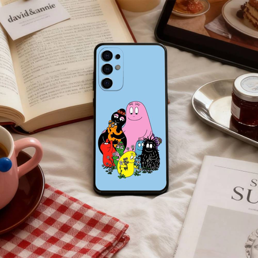 Tiny Cute B-BarbapapaS Phone Case For Samsung S 25,24,23,22,30,21,10,9,Ultra,Plus,Lite,FE,4,5 G Soft Black Case
