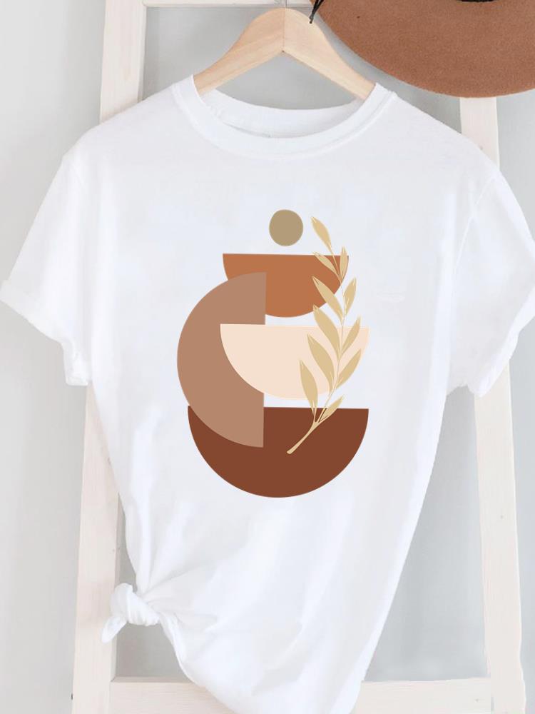 (Азиатский размер) Женский топ с коротким рукавом T Женский принт Мода для леди O-образный вырез перо трендовый стиль Повседневная одежда Графическая футболка Футболки