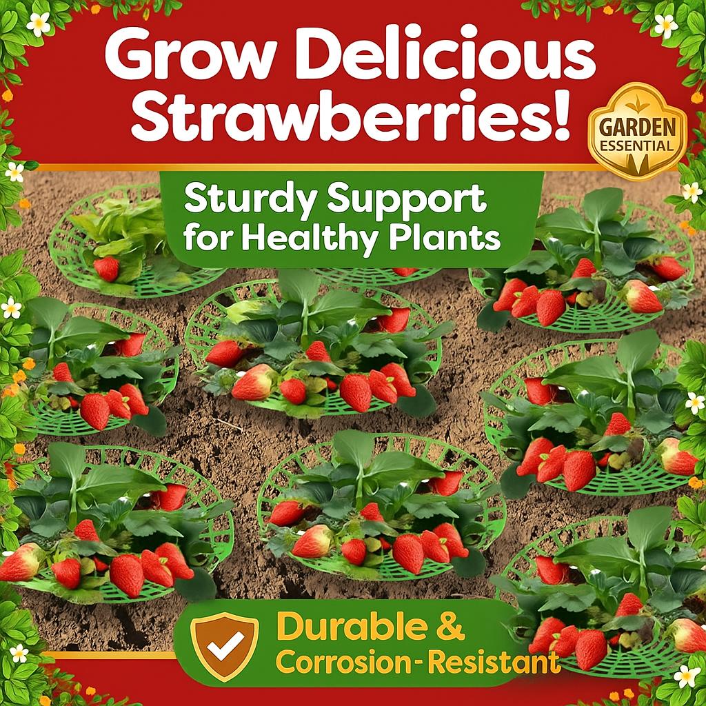 Green Strawberry Planting Stand with 3 Sturdy Legs - PVC Plant Support Cage, And Corrosion, Ideal Planting Aid