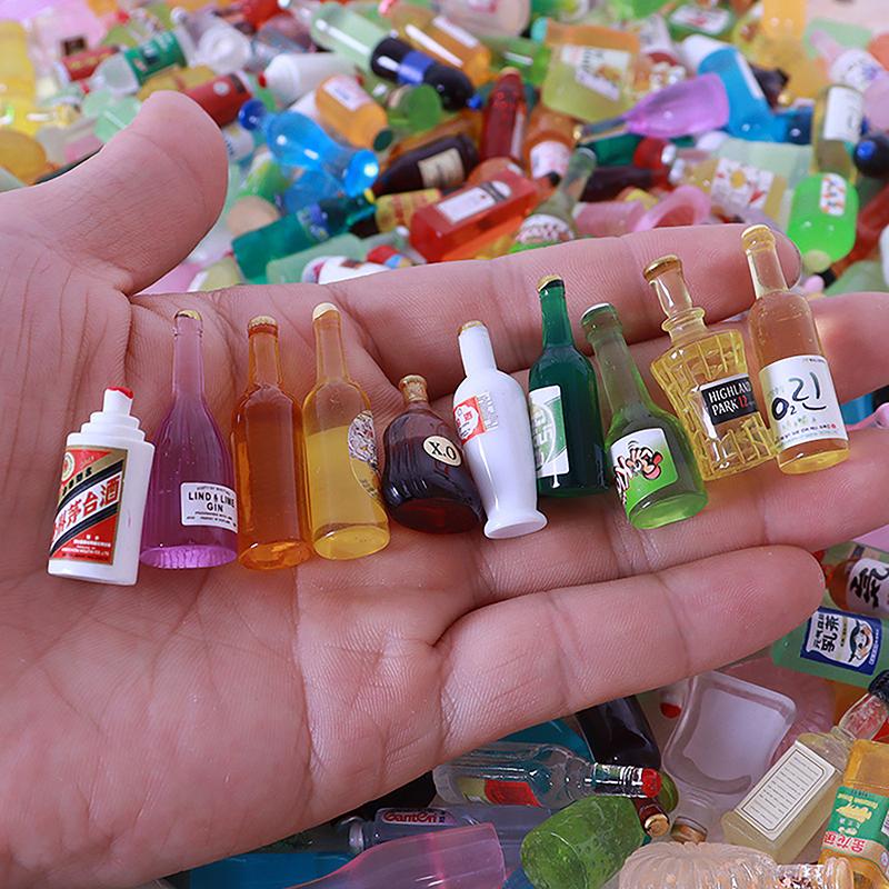 10 шт., мини-кукольный домик, бутылка для вина, напитков, кукольный домик, кухонные украшения, аксессуары, игрушка для ролевых игр для детей, подарки